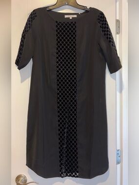Foxcroft Black Velvet Dot Panel Dress